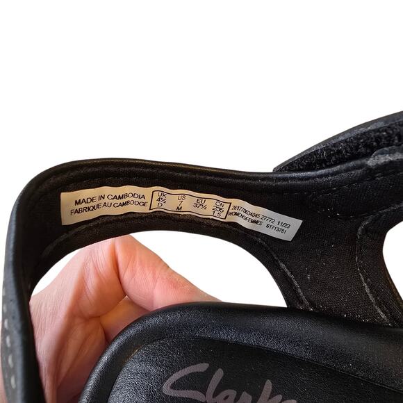 Clarks Collection Womens Chelseah Gem Angle Strap Wedge Sandal Size 7M Black - Picture 7 of 11